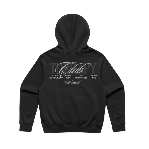 Therapy At The Club Black Script Hoodie